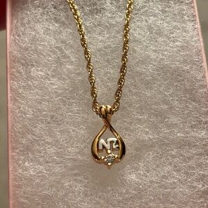 Nina Ricci Signature Gold w/ Silver Initial Pendant Necklace